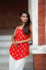 Arunima – Red Ethnic Cami Kurti Set | Dawn-Inspired Print for Festive & Casual Wear - Image 4