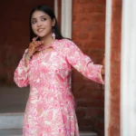 Pushpita – Blush Pink Botanical Print Kurti Set for Everyday Grace